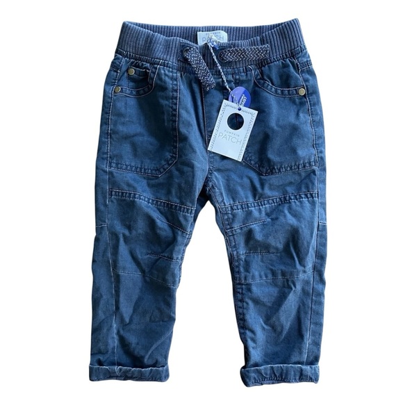 Pumpkin Patch Trail Boy Estate Blue Marle Lined Rib Waist Jogger Pant 2 NWT - Picture 1 of 9